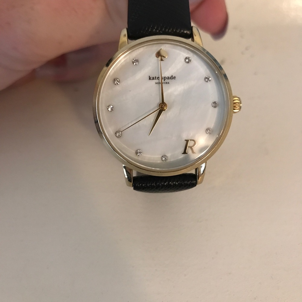 Kate Spade Black Monogrammed R Watch